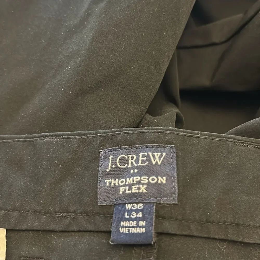 J Crew Thompson Flex black tapered lightweight pants Size W36 L 34 EUC